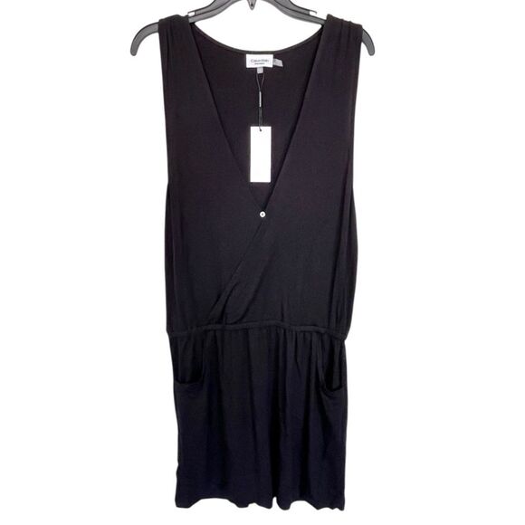 NWT Calvin Klein | Surplice Racer-Back Tunic Swim Black S/M - Picture 5 of 10